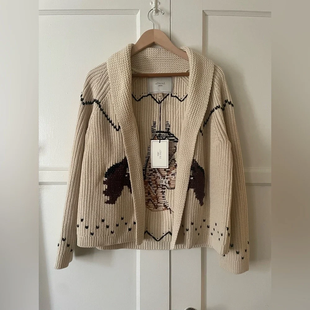 The Great. The Horse Lodge Cardigan in Cream • NWT - Picture 6 of 10
